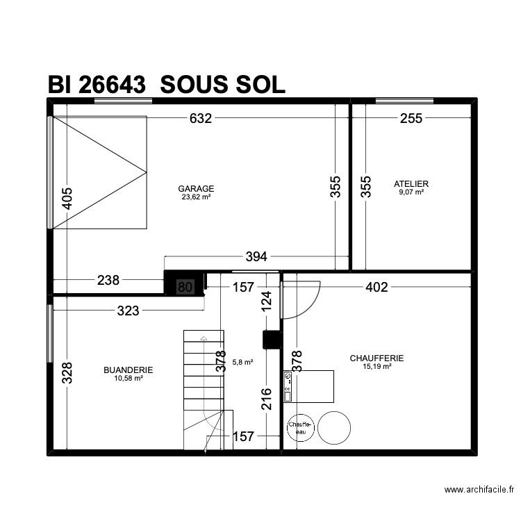 BI 26643. Plan de 25 pièces et 215 m2