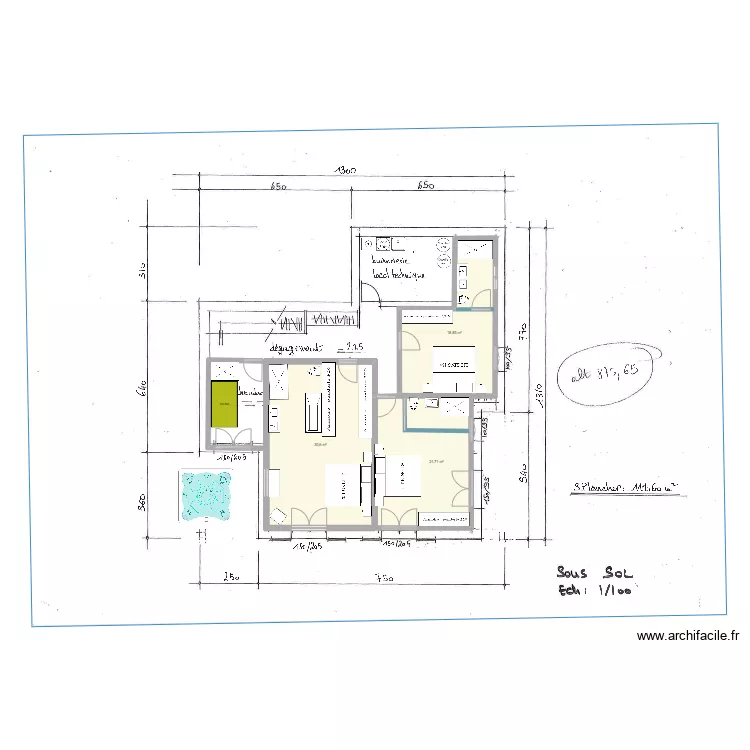 REZ JARDIN SAMOENS 3CH+SAUNA V1. Plan de 
