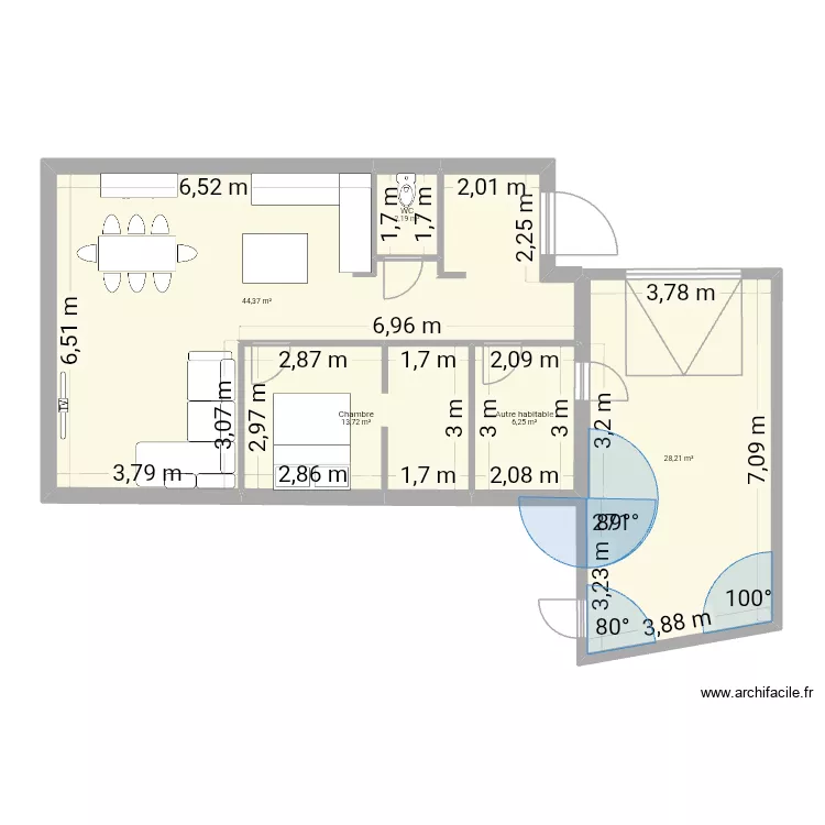 Zkzk. Plan de 5  et 95 m²