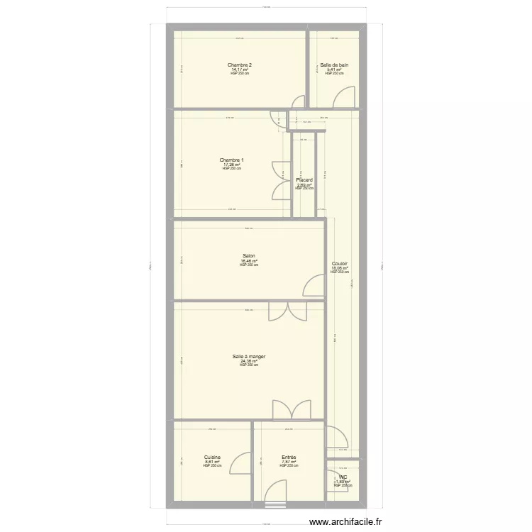 plan appartement BILLET. Plan de 10  et 117 m²