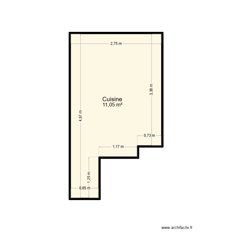 mourot. Plan de 1 pièce et 11 m2
