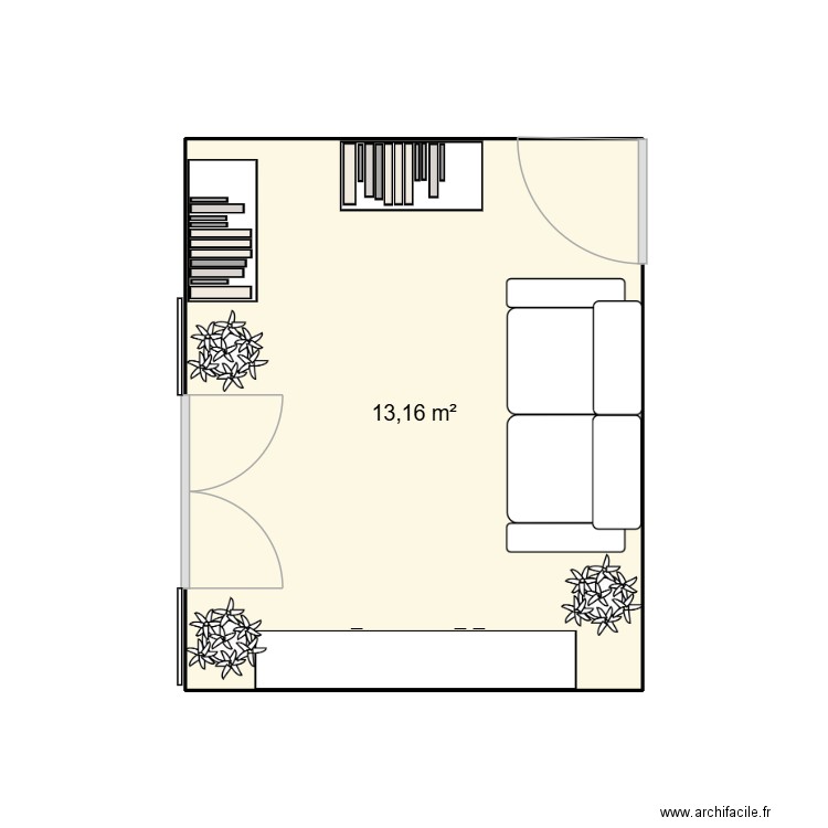 Chambre 2. Plan de 1 pièce et 13 m2