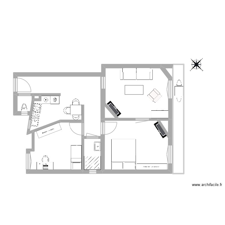 Pouchard_2. Plan de 6 pièces et 53 m2