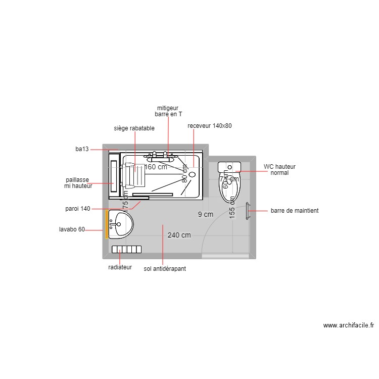 tuffery. Plan de 1 pièce et 4 m2