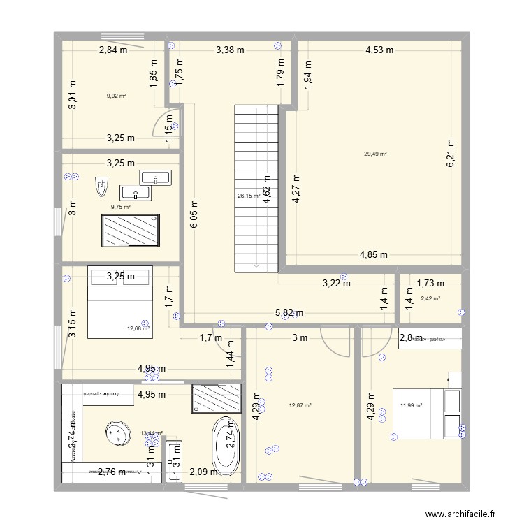 08.12 Memet. Plan de 9 pièces et 128 m2