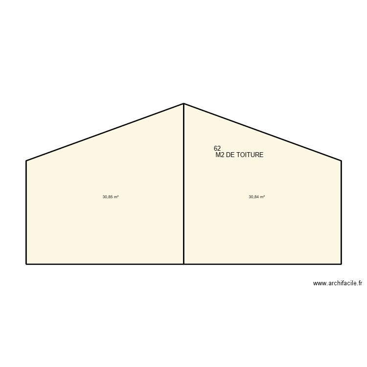 CALCUL HAUTEUR MUR COTE OUEST. Plan de 2 pièces et 62 m2