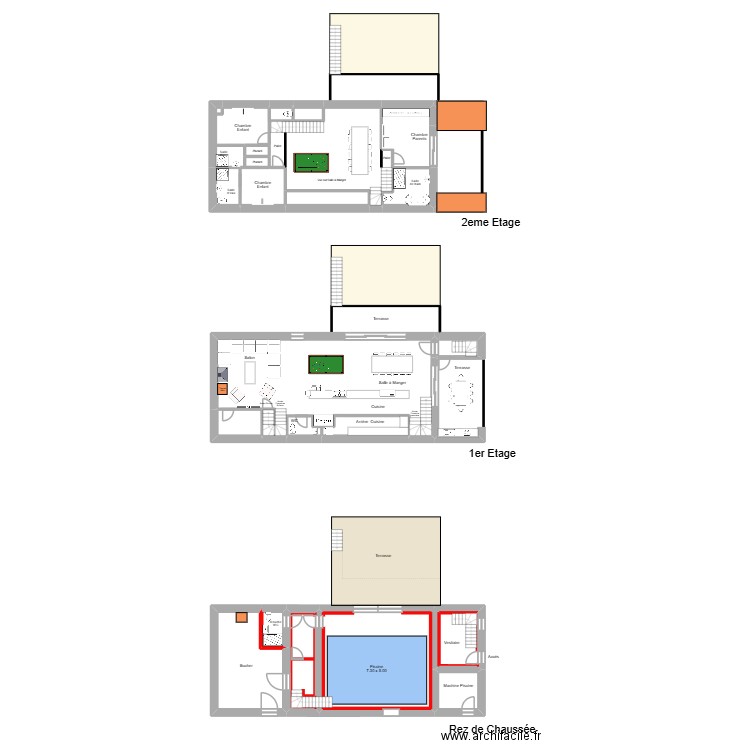 Pacé  Projet 2 Grange. Plan de 23 pièces et 351 m2