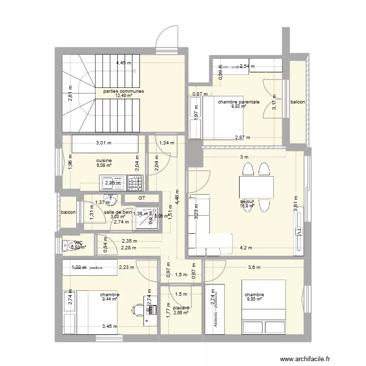 KLAI. Plan de 14  et 82 m²