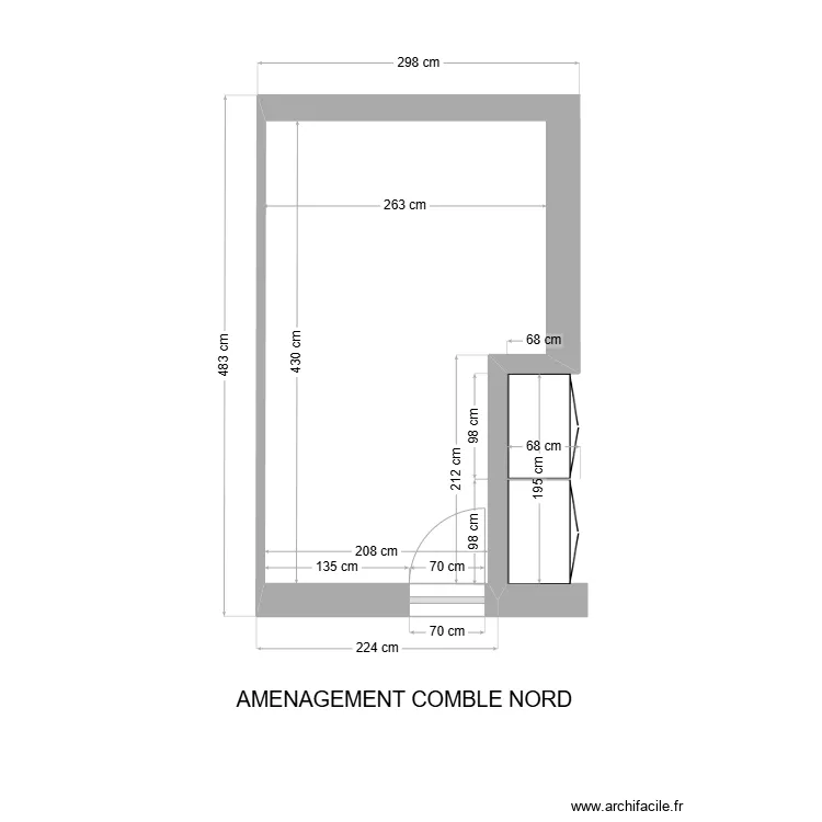 AMENAGEMENT COMBLE NORD (BUREAU, CHAMBRE 4, COIN JEUX...). Plan de 