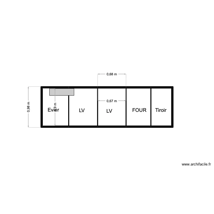 cuisine meuble Marssac. Plan de 5 pièces et 3 m²