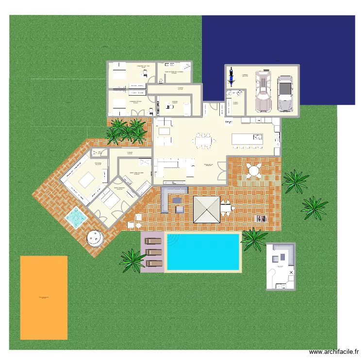 Maison 3 sans chambre d\'ami avec 1 dressing + petite. Plan de 13 pièces et 248 m²