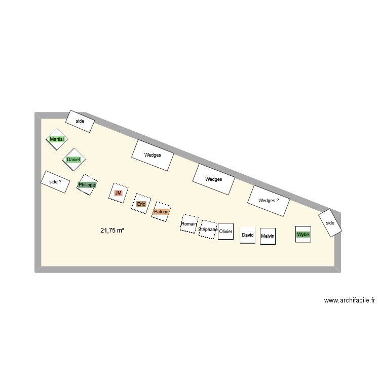 Scène Transmission Guinguette. Plan de 1 pièce et 22 m2