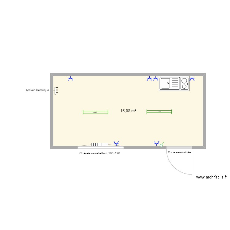 Charline mouton. Plan de 1 pièce et 16 m2