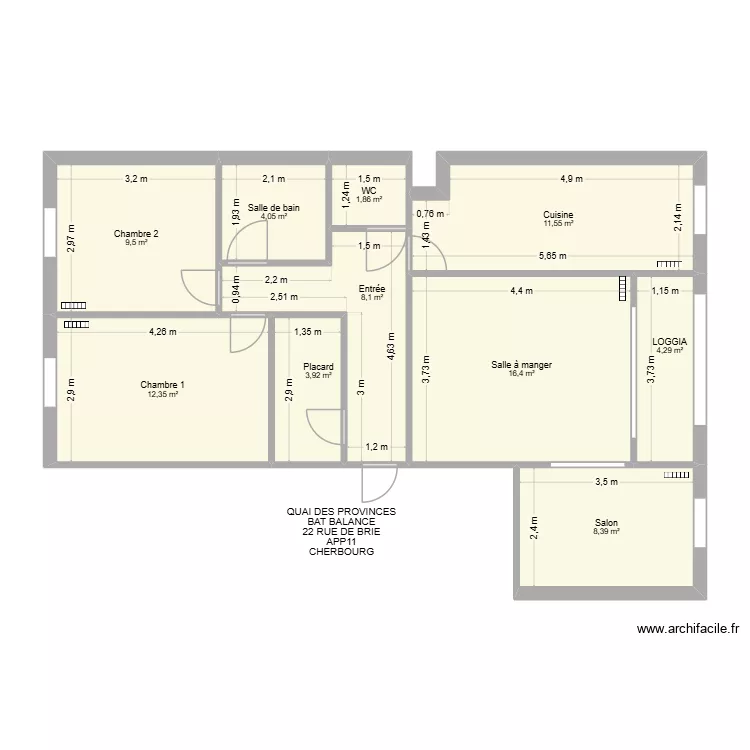 BAT BALANCE APP11. Plan de 10  et 80 m²