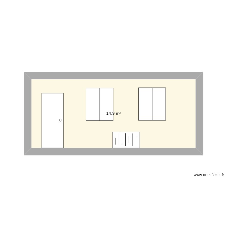 MUR COTE FENETRES. Plan de 1 pièce et 15 m2