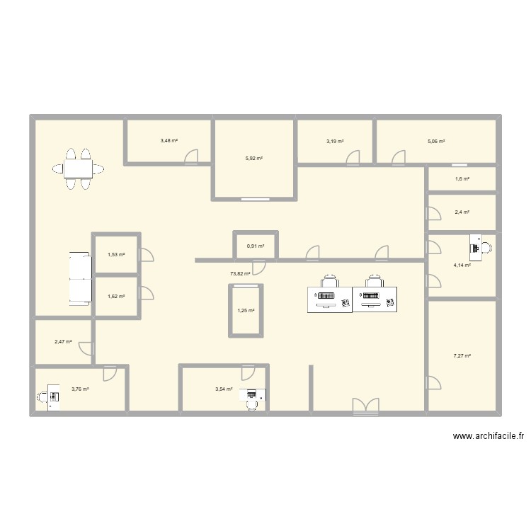 CLINIQUE VRAI. Plan de 16 pièces et 124 m2