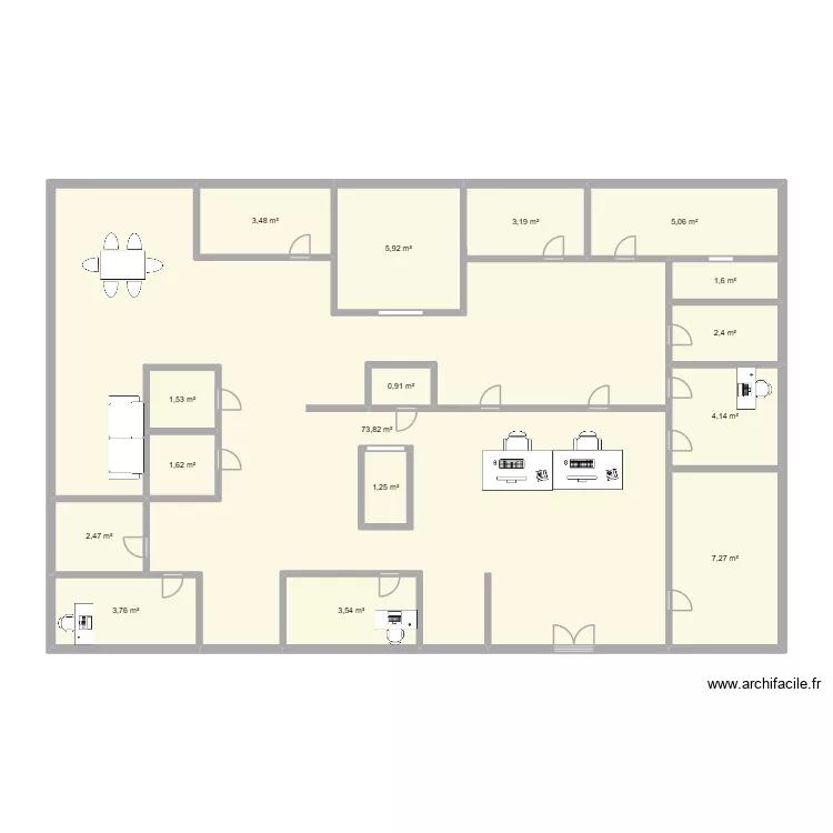 CLINIQUE VRAI. Plan de 16 pièces et 124 m²