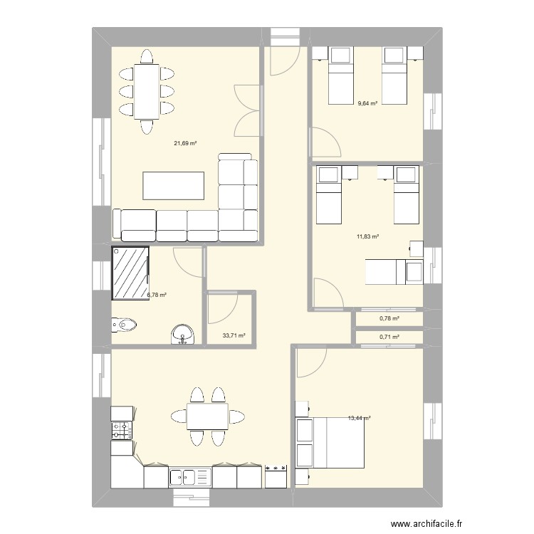 sareg. Plan de 8 pièces et 99 m2