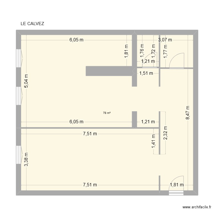 LE CALVEZ 1. Plan de 1 pièce et 78 m2