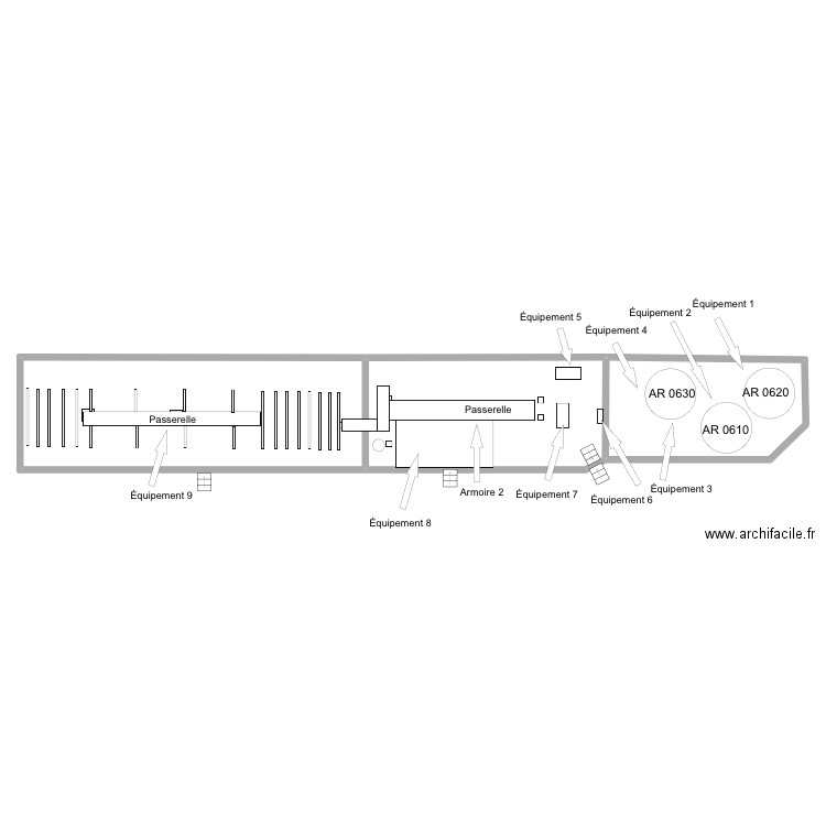 Zone 2 rdc. Plan de 3 pièces et 198 m2