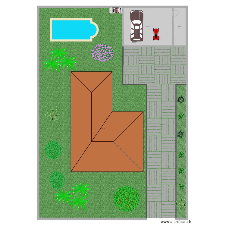 Projet jardin. Plan de 4 pièces et 378 m2