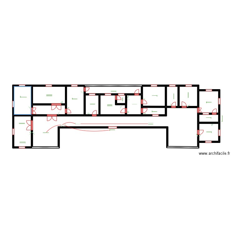 circuit des lampes  dispensaire AGBODJI . Plan de 17 pièces et 84 m2