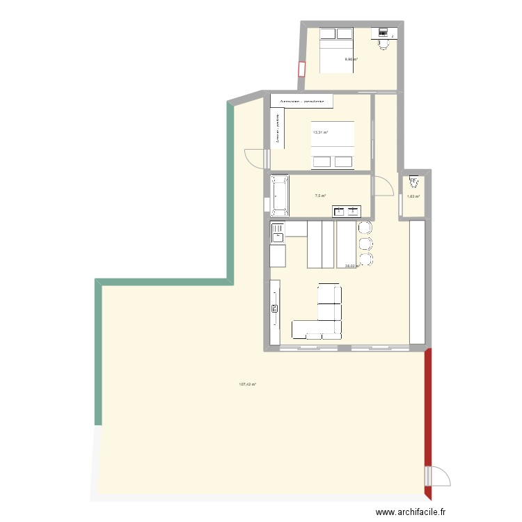 Clastrier-PlanB. Plan de 6 pièces et 178 m2