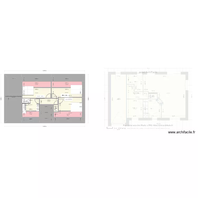 etage. Plan de 16 pièces et 93 m²