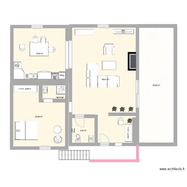 Maynal modifié. Plan de 5 pièces et 125 m2