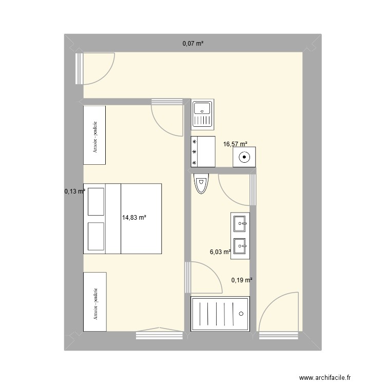 SP garage sud. Plan de 6 pièces et 38 m2
