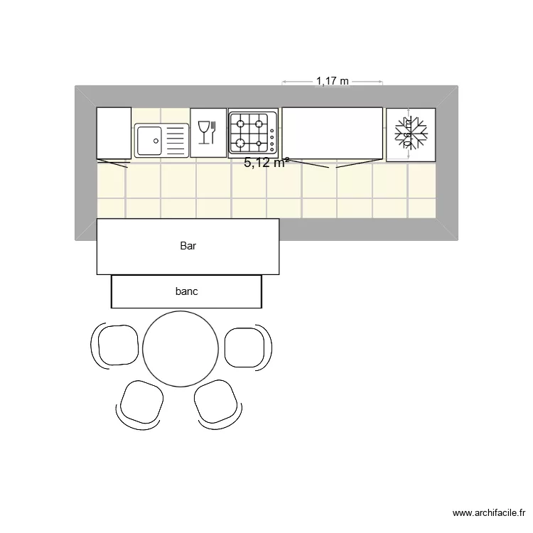 cuisine. Plan de 1 et 5 m² cuisine. Plan de 1 et 5 m²