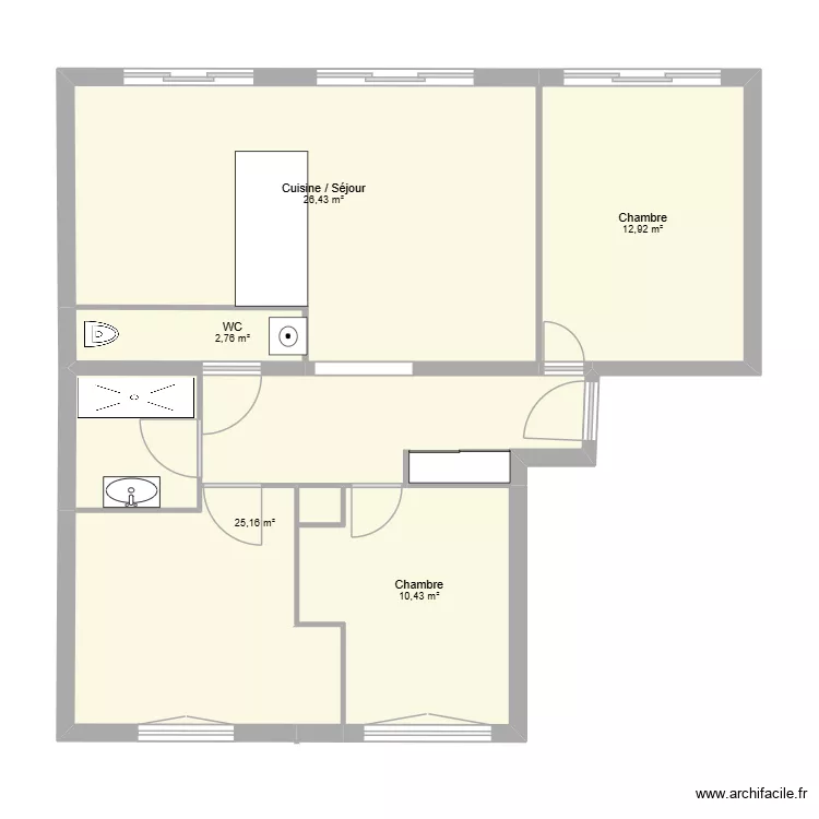 appartement 2 Ch Charriere. Plan de 5 Pièces et 78 m²