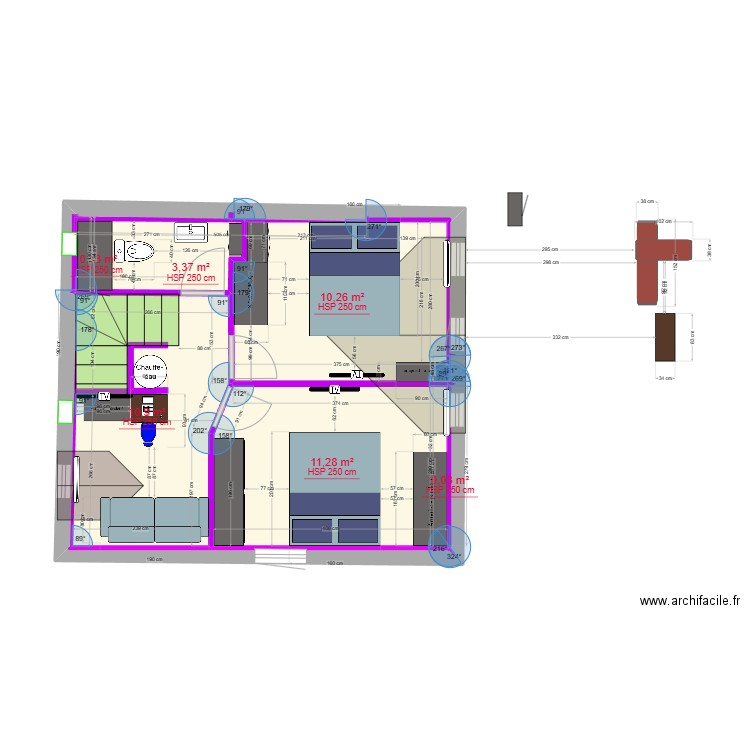 étage2. Plan de 6 pièces et 36 m2