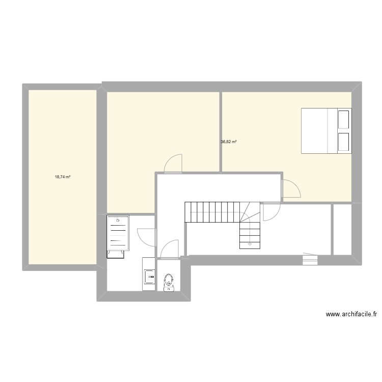Renovation Angers. Plan de 4 pièces et 93 m2