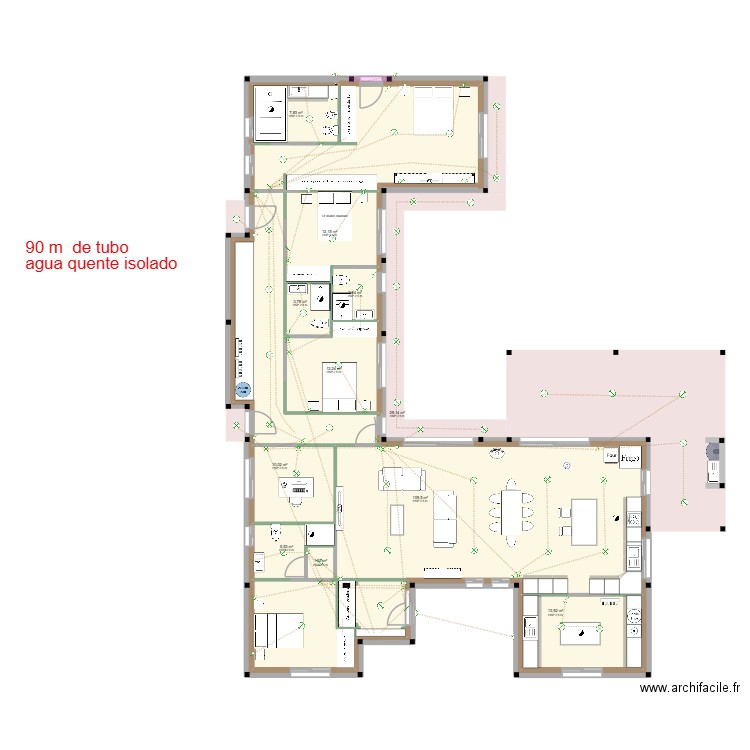 lampadas. Plan de 11 pièces et 409 m2
