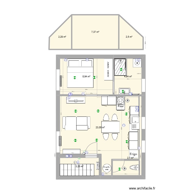 T2 bar. Plan de 0 pièce et 0 m2