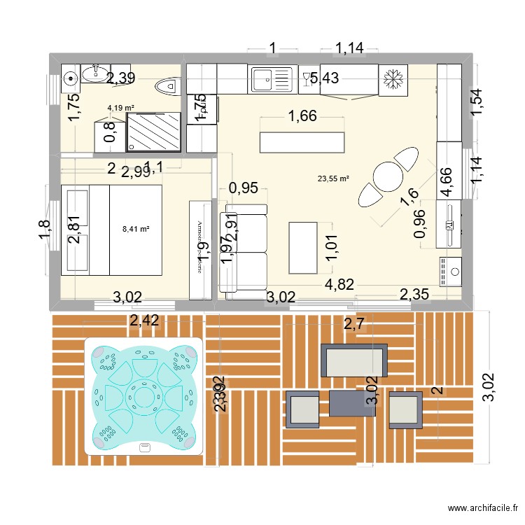 chalet 5. Plan de 3 pièces et 36 m2