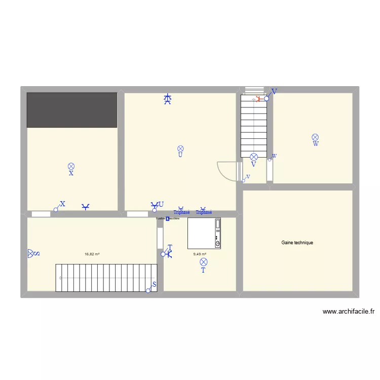 cave. Plan de 6  et 104 m²