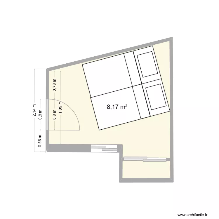 toulon chambre 2 projet 1. Plan de 1  et 8 m²