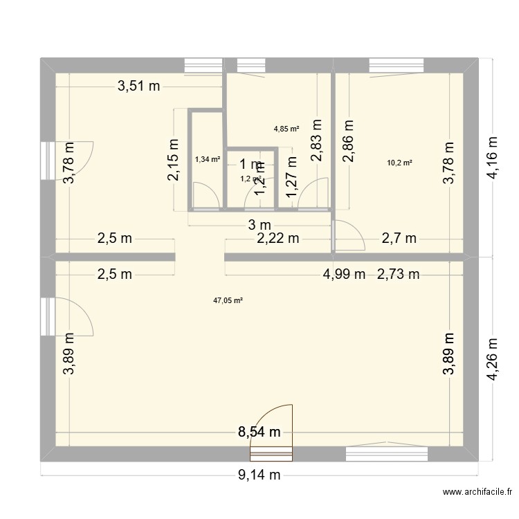 Plan actuel Maison Morangis. Plan de 5 pièces et 65 m2