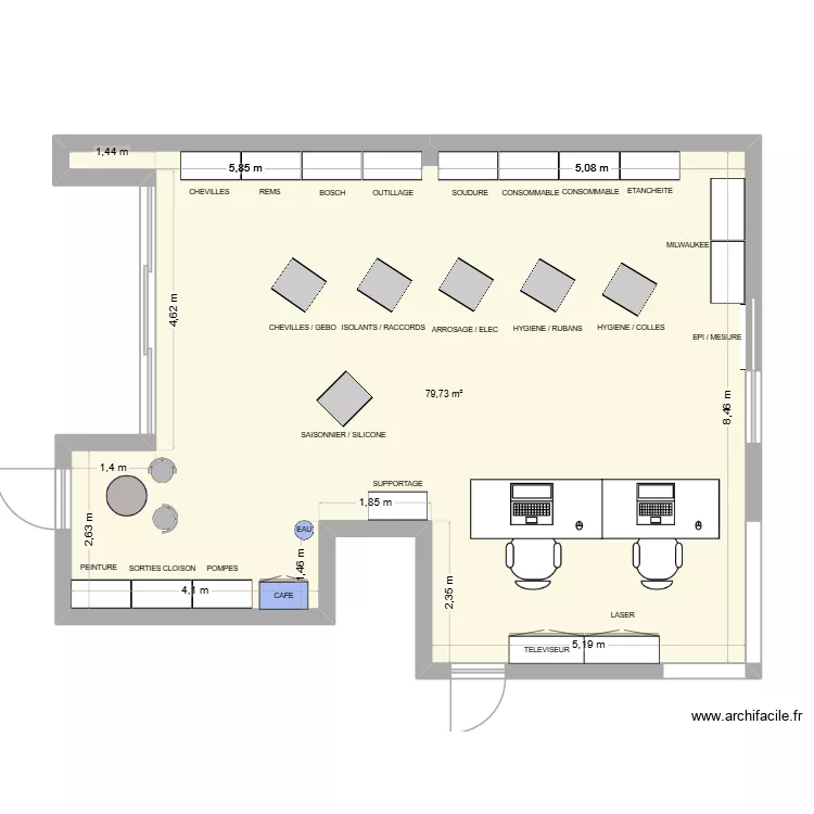 SHOWROOM BORDEAUX. Plan de 1  et 80 m²