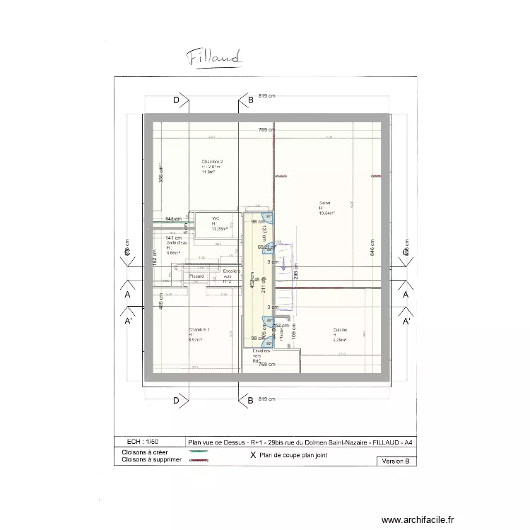 Fillaud. Plan de 