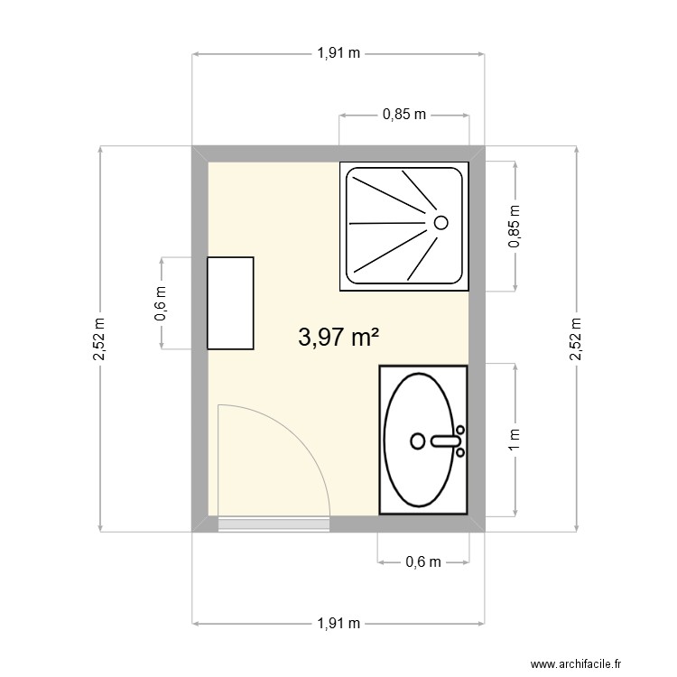Chaix initial. Plan de 1 pièce et 4 m2