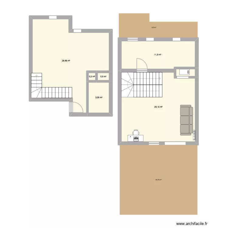 Tolchurch. Plan de 6  et 74 m²