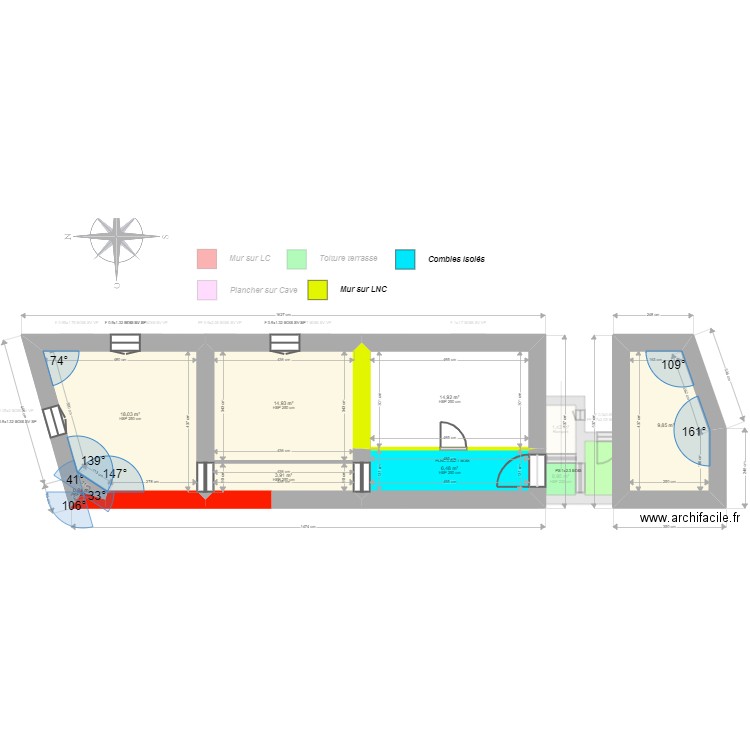 ML24000777. Plan de 16 pièces et 135 m2