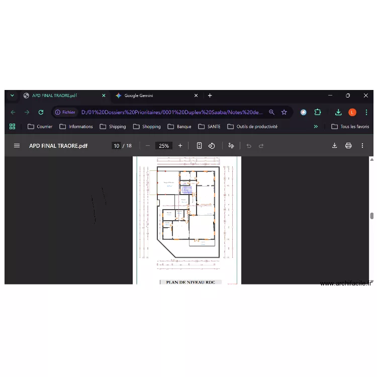Plan Electricit&eacute; RDC Villa Traore &agrave; Saaba. Plan de 