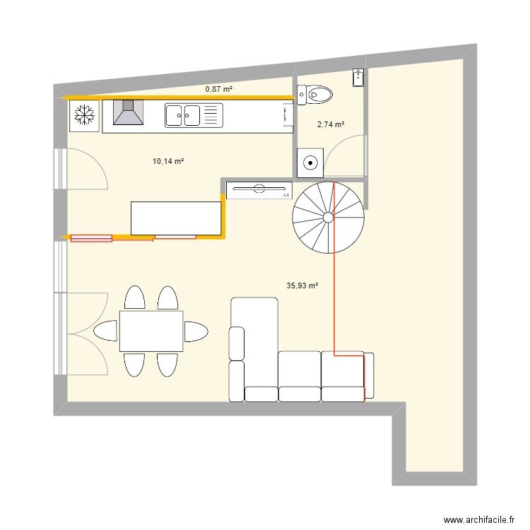 ANDREU rev 3. Plan de 4 pièces et 50 m2