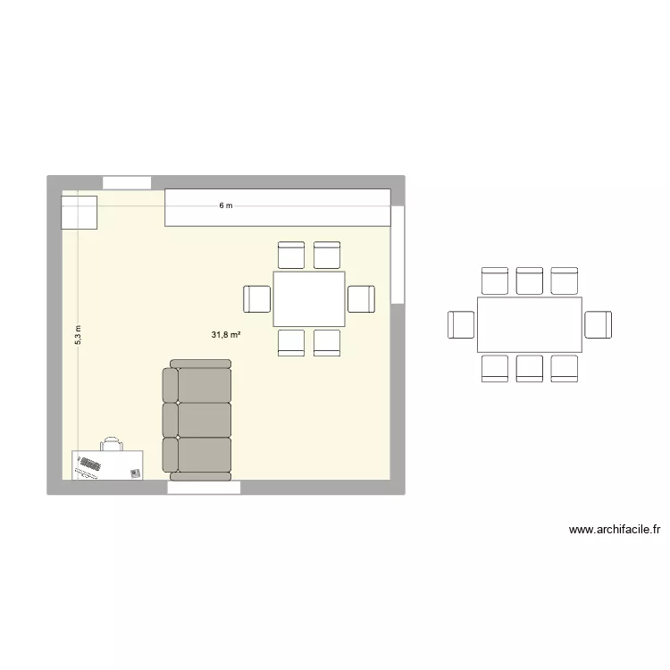 test. Plan de 1 Pièce et 32 m²