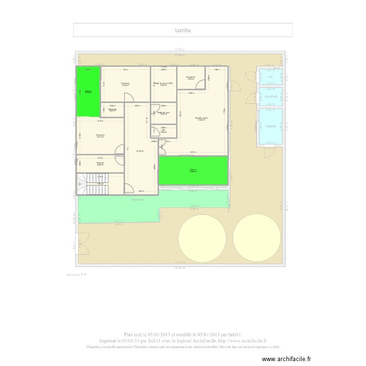 tamba 2. Plan de 13 pièces et 139 m2