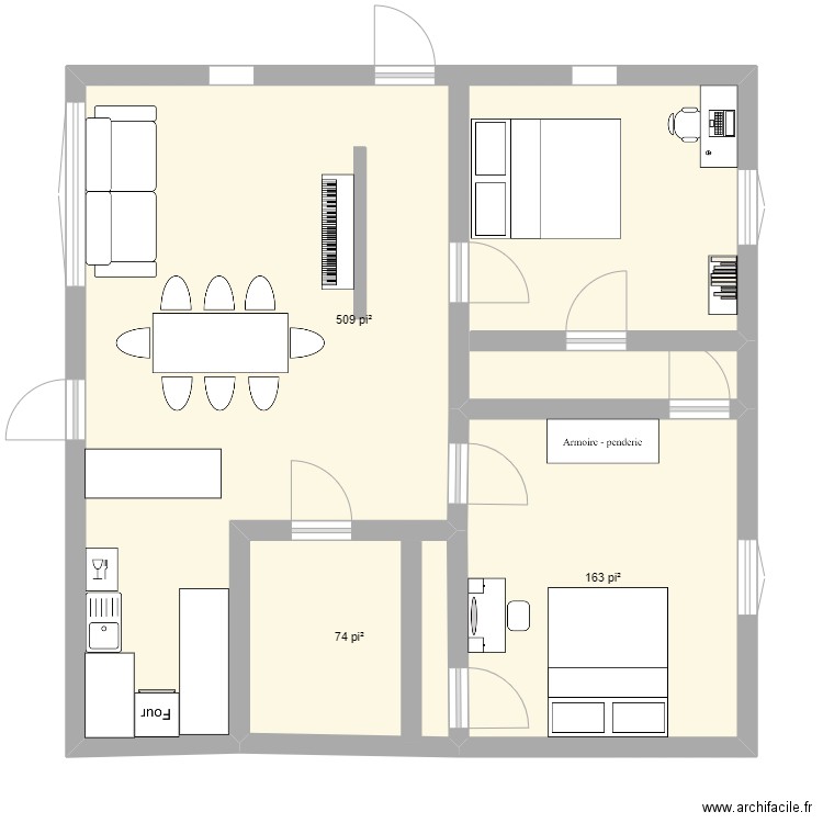 appartement magog . Plan de 3 pièces et 69 m2